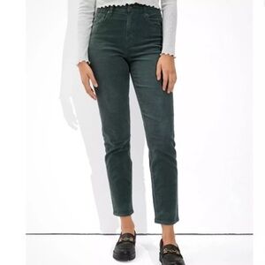 American eagle corduroy green high rise mom straight jean